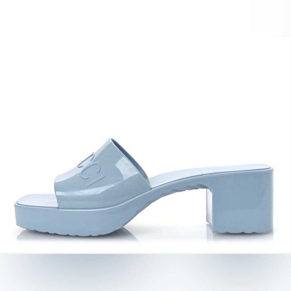 Gucci Rubber Slides in Blue